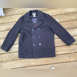 LL Bean Black Wool Insulated Double Breasted Peacoat Jacket Womens XL